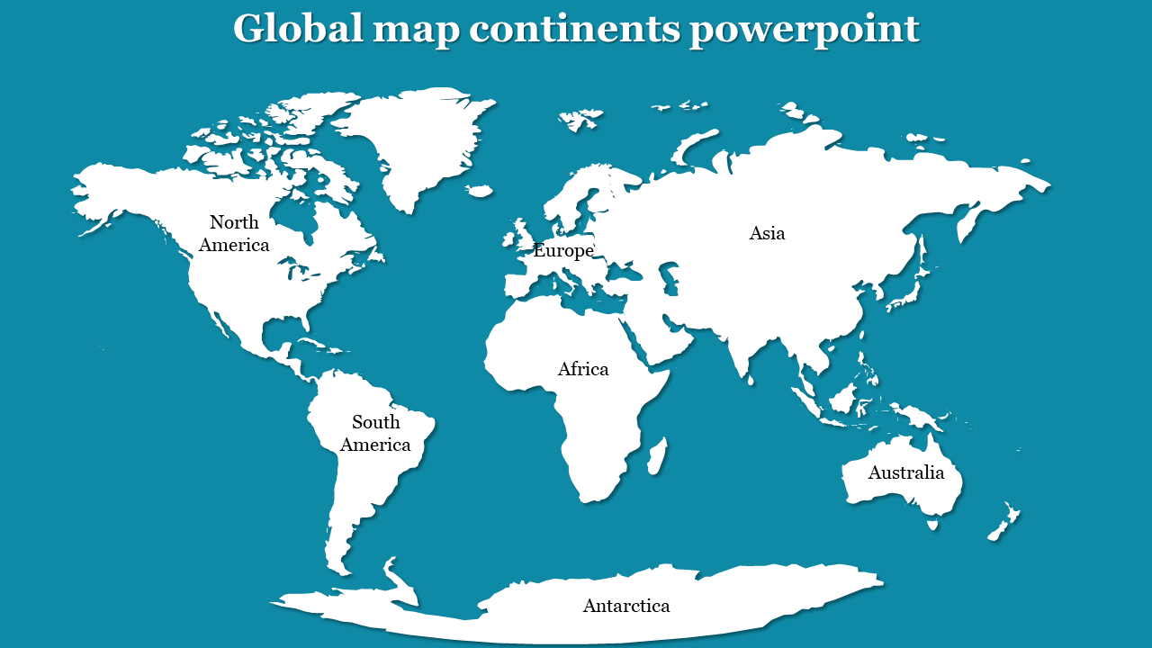 Global map continents powerpoint